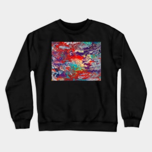 Go With the Flow - Paint Pour Art - Unique and Vibrant Modern Home Decor for enhancing the living room, bedroom, dorm room, office or interior. Digitally manipulated acrylic painting. Crewneck Sweatshirt